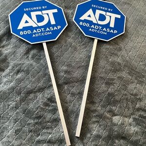ADT Blue Security Signs with Stakes set of 2 brand new